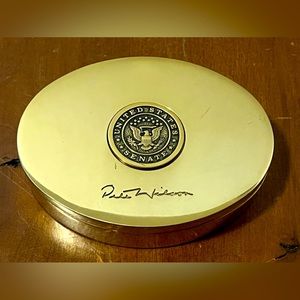 Vintage United States Senate Heavy Duty Brass Trinket Box Pete Wilson